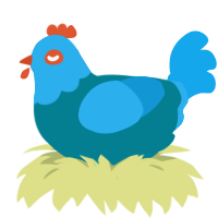 Canary, a sea and sky chicken with a head pattern