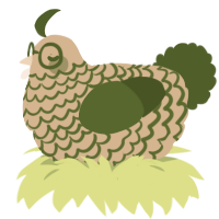 A beige and olive chicken with a lace pattern