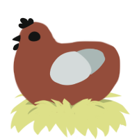 Eye G, a russet and silver chicken