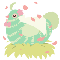 Sempai, a mint and gluppy chicken with a bar pattern