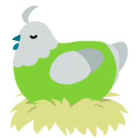 A grass and silver chicken with a head pattern