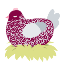 A maroon and mist chicken with a double-lace pattern