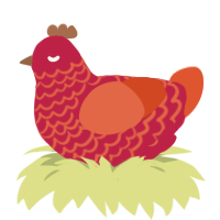 A crimson and vermilion chicken with a lace pattern