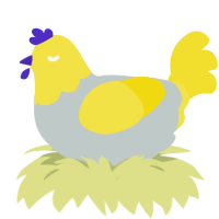 lemon pop, a silver and yellow chicken with a head pattern