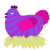 (unnamed), a blurple and fuchsia chicken with a bar pattern
