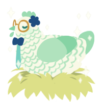 A white and mint chicken with a lace pattern