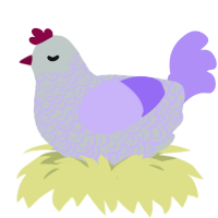 A silver and lilac chicken with a double-lace pattern