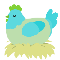 A gluppy and aqua chicken with a head pattern