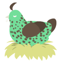 mint chocy chip g1, a spring and bark chicken with a speckle pattern