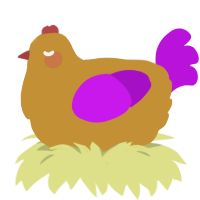 A gold and amethyst chicken