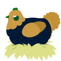 A tumblr and gold chicken with a head pattern