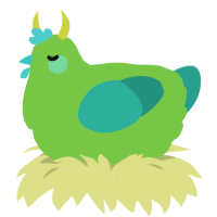 hobgoblin, a grass and turquoise chicken