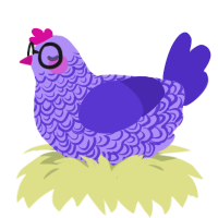 A lilac and indigo chicken with a double-lace pattern