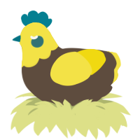 A bark and yellow chicken with a head pattern