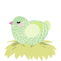 A gluppy and apple chicken with a lace pattern