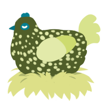 A olive and lemon chicken with a speckle pattern
