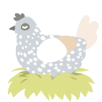 A mist and cream chicken with a speckle pattern