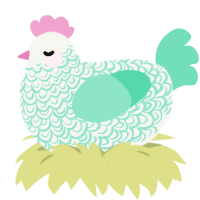 A white and mint chicken with a double-lace pattern