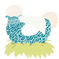 A sea and cream chicken with a double-lace pattern