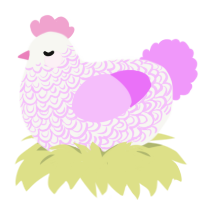 A white and lavender chicken with a double-lace pattern