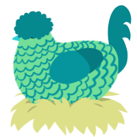 A spring and teal chicken with a lace pattern