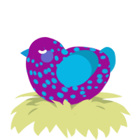 Assault, a plum and cerulean chicken with a speckle pattern