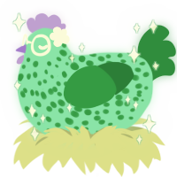 A mint and viridian chicken with a speckle pattern