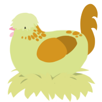 A lemon and ochre chicken with a neck-speckle pattern