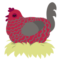 A crimson and grey chicken with a lace pattern