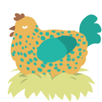 A honey and turquoise chicken with a speckle pattern