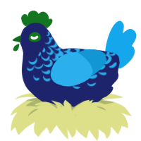 A navy and sky chicken with a half-lace pattern