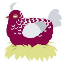 A maroon and mist chicken with a half-lace pattern