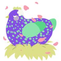 A blurple and spring chicken with a speckle pattern