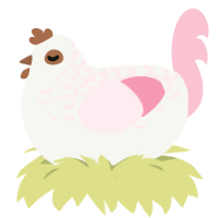 A white and rose chicken with a half-lace pattern