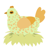 A apple and honey chicken with a speckle pattern