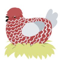 A red and mist chicken with a lace pattern