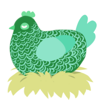A viridian and mint chicken with a double-lace pattern
