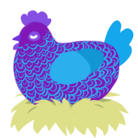 A violet and sky chicken with a double-lace pattern