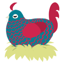 A sea and crimson chicken with a lace pattern