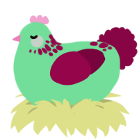 A spring and maroon chicken with a neck-speckle pattern
