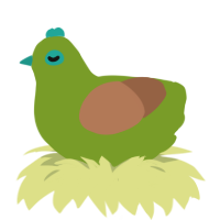 Literally an Avocado, a chartreuse and brown chicken