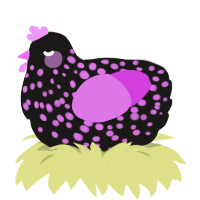 A sable and orchid chicken with a speckle pattern