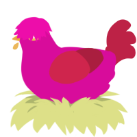 A fuchsia and crimson chicken