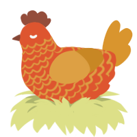 A vermilion and orange chicken with a lace pattern