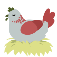A silver and red chicken with a neck-speckle pattern