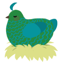 A viridian and teal chicken with a lace pattern