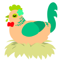 A pink and sea chicken with a neck-band pattern