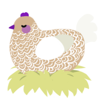 A beige and white chicken with a double-lace pattern