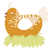 A orange and cream chicken with a half-lace pattern