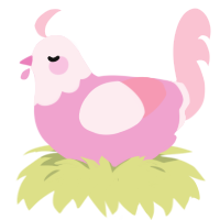 A pink and rose chicken with a head pattern